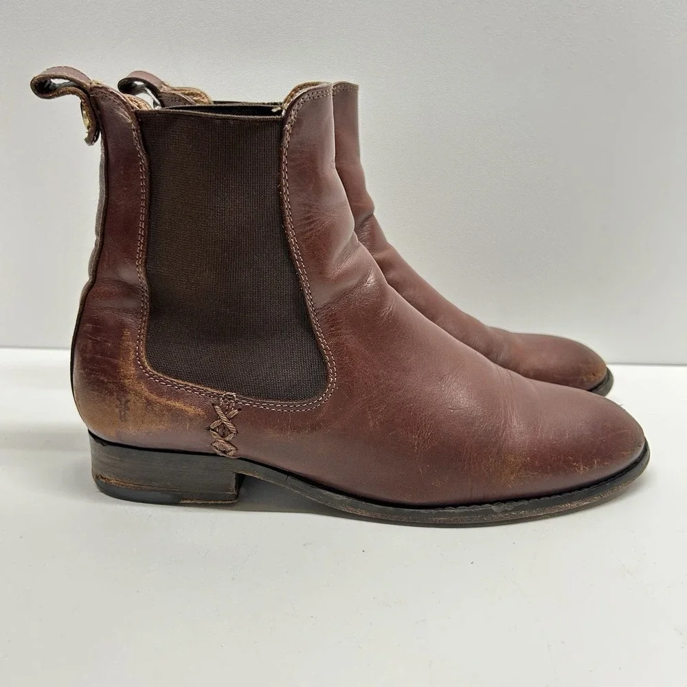 Frye Womens Melissa Chelsea Boot Size 7 B Cognac Leather Pull On Bootie